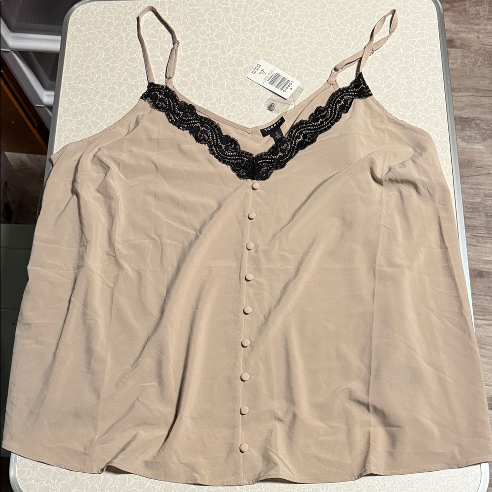 Torrid Nude Camisole with Black Lace Accent